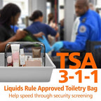 PACKISM TSA Approved Toiletry Bag 3 Medium - Quart Size Clear Makeup Bag for Carry On, Airport Security Compliant Clear Travel bag for Toiletries with Reinforced Seams, Black White Grey