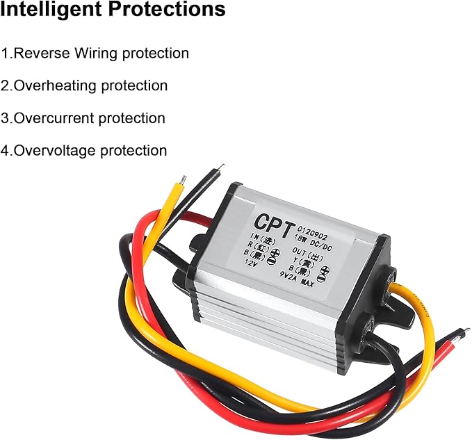 2pcs 12V to 9V Buck Converter DC 8-35V to 9V 2A 18W Voltage Regulator Power Supply Module, 9V 12V 24V Waterproof Car Volt Step Down Buck Converter