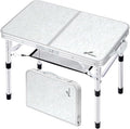 Sportneer Camping Table: Adjustable Height Small Folding Table 23.6" L x 15.7" W 2 Height with Mesh Layer - Compact & Portable Camping Essentials for Outdoor Camp Garden Picnic BBQ Dining Cooking
