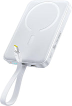 Baseus Magsafe Power Bank, 10,000mAh 30W Magnetic Portable Charger, Fast Charging Wireless Battery Pack with Built-in Braided USB-C Cable for iPhone 17 Pro Max/Air/16/15/14/13, AirPods, iPad and More