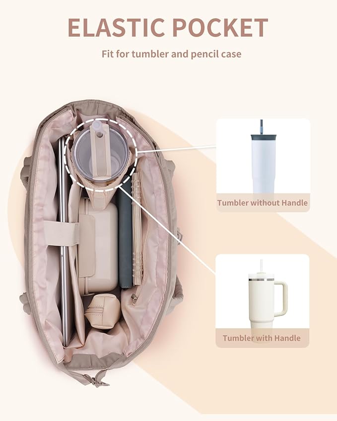 Wandering Nature Puffer Tote Bag with Cup Holder & Laptop Compartment & Trolley Sleeve for Travel, Work, Nurse, Women