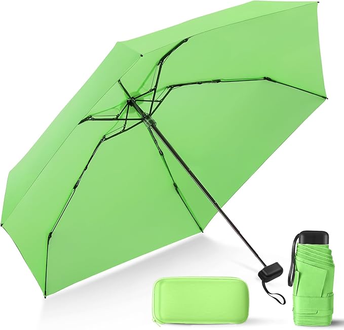 Compact Travel Umbrella with Case - Mini Umbrella for Purse, Small Lightweight &Tiny Design Perfect for Parasol Outdoor Sun&Rain Umbrellas