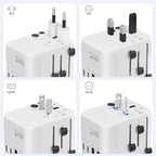 Hichain Universal Travel Adapter, 7-in-1 International Power Adapter 35W Fast Charging Adapter for Europe Plug Universal Power Block, GaN Travel Adapter Worldwide Portable Plug for EU, UK, US, AUS