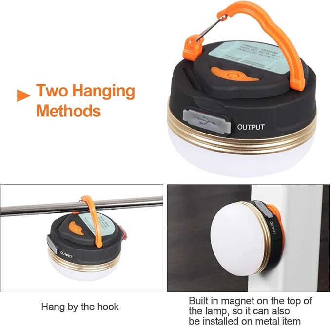 Censinda LED Camping Lantern, Rechargeable & Portable Tent Light, 300LM,3 Light Modes,1800mAh Power Bank,with Magnet Base,Electric Lantern Flashlight for Camping/Hiking/Fishing/Hurricane/Emergency