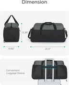 BAGSMART Foldable Travel Duffle Bag, Lightweight 56L Weekender Duffel Bag With Shoe Compartment, Water Resistant Workout Duffle Sports Bag for Travel Yoga, Black