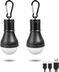Jarxin Led Camping Lantern USB Rechargeable,Outdoor Tent Lights for Camping Hanging,Kids with Clip Hook Camping Flashlight (2 Packs Black)