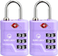 SURE LOCK TSA Approved Luggage Lock – 3-Digit Resettable Combination Padlock with Open Alert Red Dot, Large Easy-Read Dials for Suitcases, Backpacks, Gym & School Lockers(Purple 2 pk)