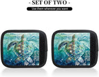 2 Pack Luggage Handle Wrap with Travel Tags - Non-Slip Protective Cover Soft Handle Grips Covers for Suitcase(Turtles Protect Ocean)