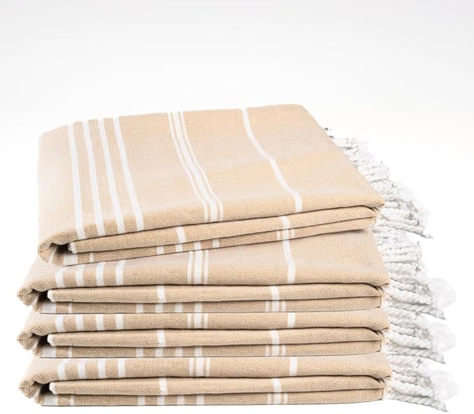 Cotton Turkish Beach Towel with Towels Oversized 36"x72" Pool Absorbent Extra Large Quick Dry Sand Travel Towel (Desert Sand, 4 Pack)