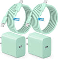 iPhone 17 16 15 Charger Fast Charging, [ETL Certified] 2 Pack 10FT USB C Charger Cable with 20W Type C Fast Charging Block for iPhone 17/17 Pro/17 Pro Max/16/16 Pro/16 Pro max/16 Plus/15（Green）