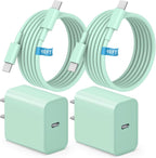 iPhone 17 16 15 Charger Fast Charging, [ETL Certified] 2 Pack 10FT USB C Charger Cable with 20W Type C Fast Charging Block for iPhone 17/17 Pro/17 Pro Max/16/16 Pro/16 Pro max/16 Plus/15（Green）