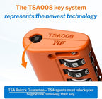 Forge TSA Approved Luggage Locks 4 Digit Combination TSA Travel Locks with TSA008, Open Alert Indicator, Zinc Alloy Body for Luggage, Suitcase, Backpack, and More. Orange 4 Locks.
