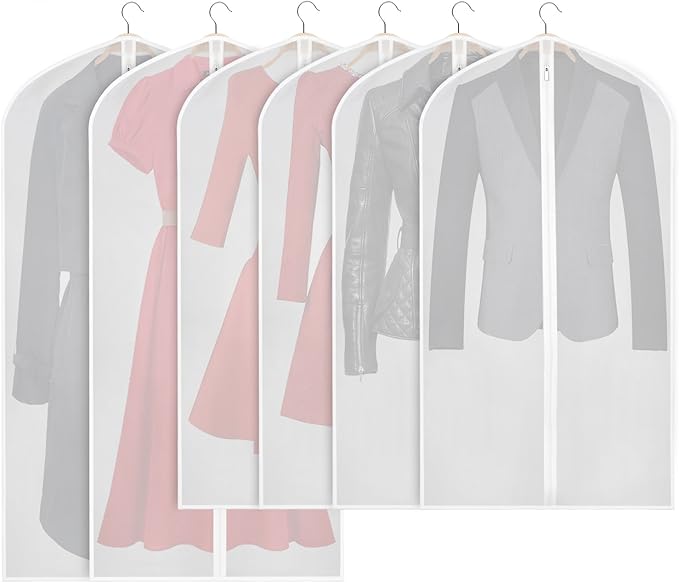 Zilink Hanging Garment Bag Lightweight Suit Bags Dust-Proof (Set of 6) with Study Full Zipper for Closet Storage and Travel [Upgraded Version]