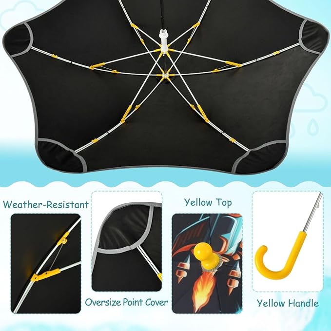 ALAZA Kids Umbrella Stick Umbrellas Cute Umbrella for Boys Girls Toddler UV/Sun Rain Windproof