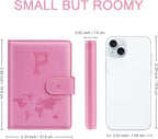 Personalized P Passport Holder Cover Initial Letter Travel Wallet RFID Blocking Passport Cover Credit Card Holder Case Passport Book Holders for Women and Men, Pink-p