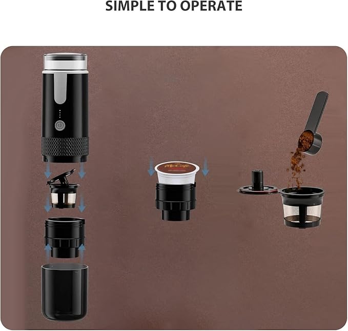 Battery Operated Coffee Maker, Portable Espresso Machine, Portable Coffee Maker, for Travel, Car, Camping, Office (Add Hot Water)