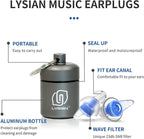 LYSIAN High Fidelity Concert Ear Plugs, 23dB Noise Reduction Musician Earplugs for Concerts, Festivals & Raves, Reusable Soft Earplugs with Aluminum Case, 2 Pairs Blue