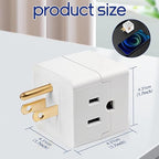 3 Prong Adapter, 2PCS 3 Outlet Wall Adapter Cube Tap, Multiple Outlet Splitter, 3 Way Plug Adapter, White Multi Plug Wall Outlet Extender for Home or Travel, UL Listed