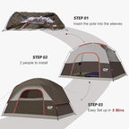 CAMPROS CP Camping Tent 2/4/6 Person, Waterproof Windproof Double Layer Dome Tent, Easy Setup with Large Mesh Windows & Wide Door for Outdoor Camping Backyard