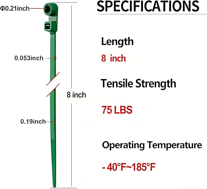 200 PCS 8 inch Green Zip Ties with Screw Hole 70lbs Mountable head Cable Ties Straps Multipurpose Heavy Duty Nylon Cable Zip Ties with Screw Mounting Hole