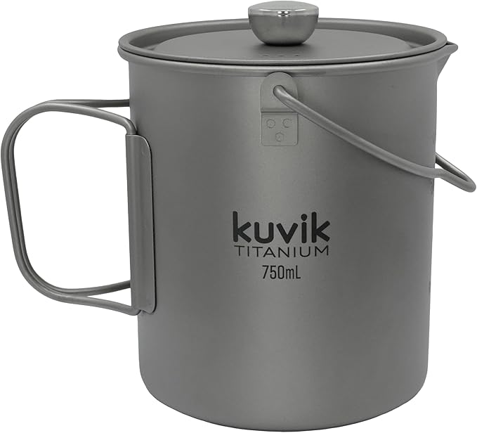Kuvik Titanium French Press 750ml (25.4 oz) - Ultralight and Compact French Press for Backpacking and Camping