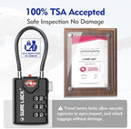 SURE LOCK TSA Approved Combination Luggage Locks with Open Alert Indicator – Durable Zinc Alloy Cable Travel Locks with Large Easy-Read Dials for Suitcases, Backpacks & Gym Bags（ Four Colour）