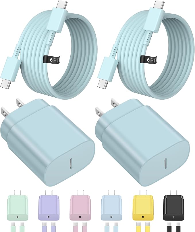 Type C Charger Fast Charging for iPhone 16 15,USB C Samsung Chargers Block 25W Super Fast Wall Chargers for Samsung Galaxy S25/S24 S23 S22 S21/iPhone 16/16 Pro Max/15/15 Pro Max,Android Charger(Blue)