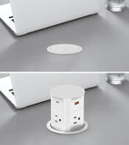 Power Strip Pop up Outlet for Countertop,PD 65W USB C,4 USB Ports,4 Outlets Tamper Resistant,Flush Mount,Space Saver Recessed Receptacle,ETL Listed (White, 6FT_4 Outlets_65W USB)