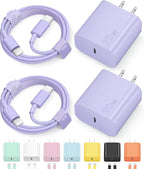 iPhone 17 16 15 Charegr Fast Charging Type C Chargers USB C Charger Block iPhone Air Chargers with 2 Pack 6FT Cable for iPhone 17/17 Plus/17 Pro Max/16/16 Plus/16 Pro Max/15 Pro Max/iPad Pro(Purple)