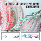 Clothesline,3 Pack Clotheslines for Outside, Adjustable Clothes line，Windproof Clothesline with Hooks, Indoor and Outdoor Laundry and Drying Lines,Ideal Camping & Travel Essentials (5 m/197 in)