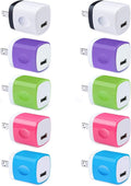 Wall Plug USB 10 Pack, iPhone Charging Block,1A 5V One USB Power Adapter Charge Plug Cube Block Box for iPhone 15 14 13 12 11 Xs XR X 8, Galaxy S21 S20 S10e S9 S8 A71 Note20, LG G8 G6, Google Pixel