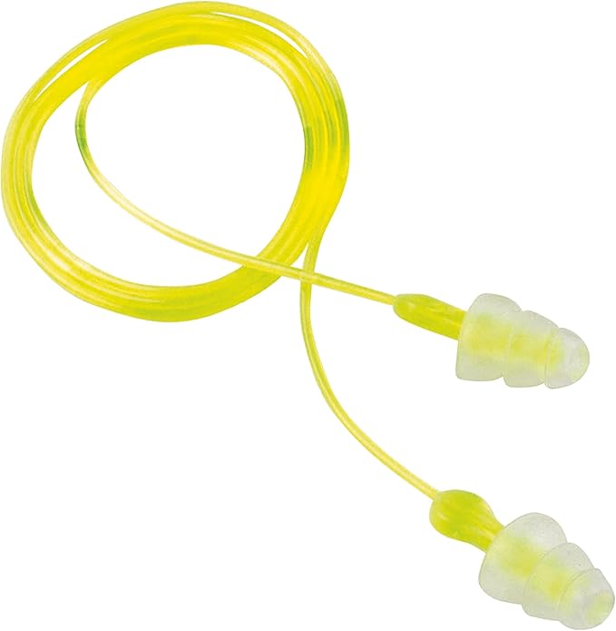 Peltor Sport Tri-Flange Corded Reusable Earplugs Noise Reduction Rating, 26 dB, Comfortable Fit, Ideal for Range, Shooting & Hunting, Washable and Corded, Neon Yellow (97317-10C) 3 Count (Pack of 10)