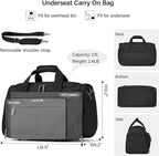 Hanke Small Travel Duffel Bag, Under Seat Carry On Personal Item Bag with 11 Pockets, Lightweight Water Resistant Foldable Weekender Bag with Trolley Sleeve for Travel Gym Daily Use（Black）