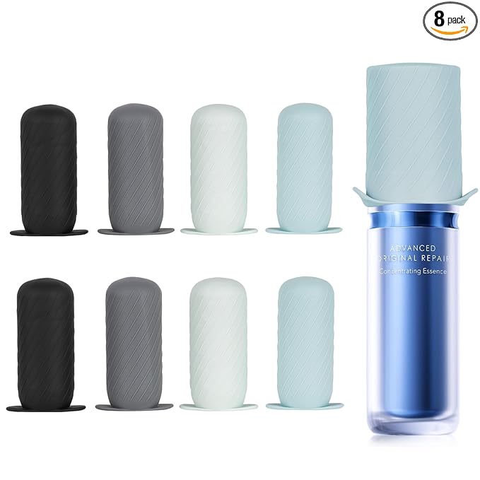 Mrsdry Bottle Covers for Travel, Leak Proofing, Travel Size Container Silicone toiletry sleeves, Leak Locks Travel Accessories for Shampoo Wash Body Bottles and other beauty and personal care(8pcs)