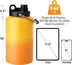 Kerilyn Insulated Gallon Jug with Handle, One Gallon, 128oz Stainless Steel, Large Double Vacuum Water Bottle for Hot & Cold Drinks, Wide Mouth, Sweat Proof, Great for Travel, Camping, Orange
