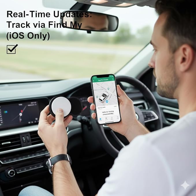 Real-Time Vehicle Tracker with Magnetic Mount, Compatible with Apple Find My (iOS Only)