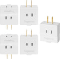 2-Prong to 2-Prong 3-Side Outlet Plug Splitter Converter - 5 Pack, Non-Ground Outlet for Old Home, Hotel, White