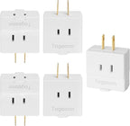 2-Prong to 2-Prong 3-Side Outlet Plug Splitter Converter - 5 Pack, Non-Ground Outlet for Old Home, Hotel, White