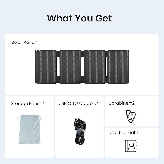 GEYOTO S45 Solar Panel 45W with USB-A and 25W USB-C Ports,25% High Efficiency Folding Solar Panel,Portable Solar Charger Compatible with Phones,Power Bank,IP68 Waterproof Solar Charger for Backpacking