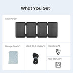 GEYOTO S45 Solar Panel 45W with USB-A and 25W USB-C Ports,25% High Efficiency Folding Solar Panel,Portable Solar Charger Compatible with Phones,Power Bank,IP68 Waterproof Solar Charger for Backpacking