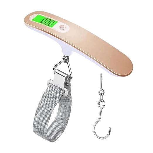 Luggage Weight Scale, Digital Luggage Scale Hand Luggage Electronic Scale Portable Electronic Scale for Travelers Handheld Scale 110 Lbs,for Travel(Gold)