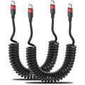 Coiled USB C to USB C Cable, 2 Pack 3FT USBC Car Charger Cord, USBC to USBC Coiled Cable Fast Charging for Carplay, iPhone 17/16/15 Plus/Pro Max, Samsung Galaxy S25 S24 S23, Pixel 10 9