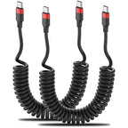 Coiled USB C to USB C Cable, 2 Pack 3FT USBC Car Charger Cord, USBC to USBC Coiled Cable Fast Charging for Carplay, iPhone 17/16/15 Plus/Pro Max, Samsung Galaxy S25 S24 S23, Pixel 10 9