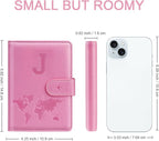 Passport Holder Cover Initail Letter A-Z Travel Wallet Embossed Design RFID Blocking Card Holder Personalized Gift Passport Cover Wallet, Passport Book Holders for Women and Girls, Pink-J