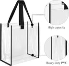 Eccliy 30 Pack 12x12x6 Inch Clear Tote Bag Stadium Approved Bulk Plastic Beach Tote Gift Bag with Handle for Gym Sports | 30 Pack, 12x12x6 Inch, Stadium Approved, Bulk, with Handle, Tote Gift Bag