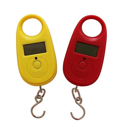 Luggage Weight Scale, 4pcs 50kg/5g Mini Digital Scale Portable Electronic Fishing Weight Pocket Luggage Scales Hanging Hook LCD Weighing Tool,for Travel(Red)