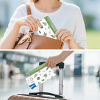 Passport Holder Cover Travel RFID Blocking Passport Cover Cute Flowers Passport Wallet with Elastic Band for Women, Green Plants