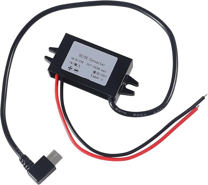 2pcs DC 12V to 5V USB C Buck Converter 3A 15W Type-C Right Angle Step-Down Converter Voltage Regulator Car Power Converter Adapter Waterproof