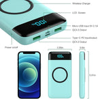Wireless Portable Charger 30,800mAh,15W Wireless Charging USB C Power Bank,25W PD QC 4.0 Fast Charging 4 Outputs Travel Essentials Battery Pack Compatible with iPhone 17/16/15/14,Galaxy,Android-Green