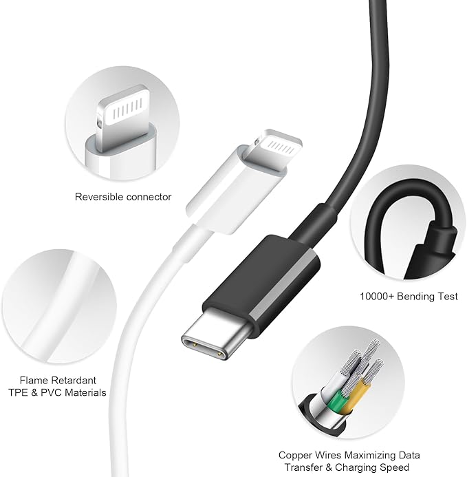 iPhone Charger Fast Charging USB C Charger Block Type C Charge iPad with 6FT C Chargers Cord Compatible with iPhone14/14 Pro Max/13/13Pro/12/12 Pro/11,iPad(Black)